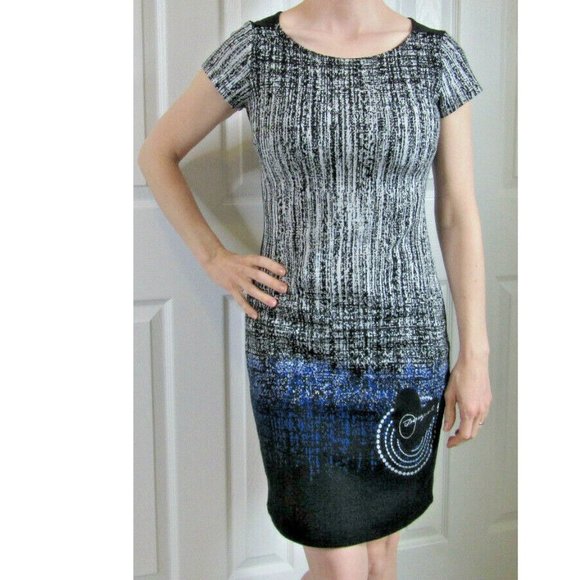 Desigual Black White Dress Office Cocktail Party, Date Casual Designer Women XS - Picture 2 of 12